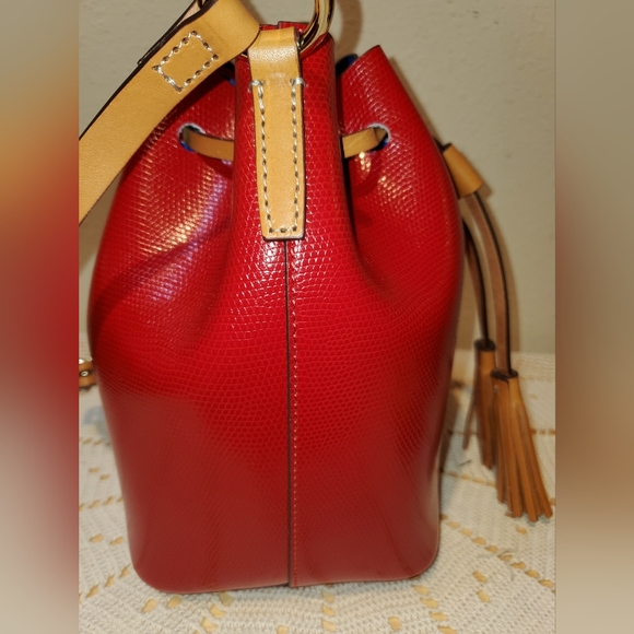 Dooney & Bourke Red Leather Drawstring Crossbody Bag - Picture 5 of 12